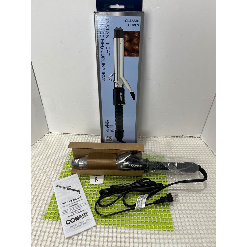 Conair Instant Heat 1 Inch Curling Iron Classic Curls Black New Damaged Box R